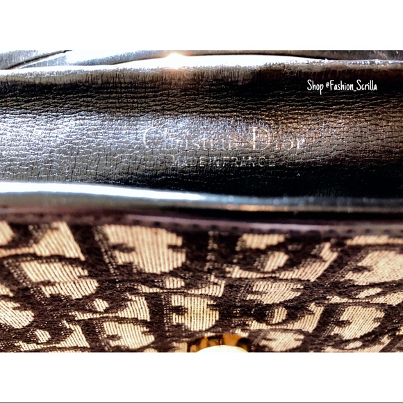 Vintage Christian Dior Blue Gold & Black 70’s Oblique Jacquard Logo Flap bag - Picture 7 of 9